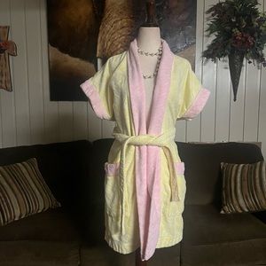 Fernando Squette • Vintage • Beach Bathrobe • Yellow/ Pink • Size Small (P)